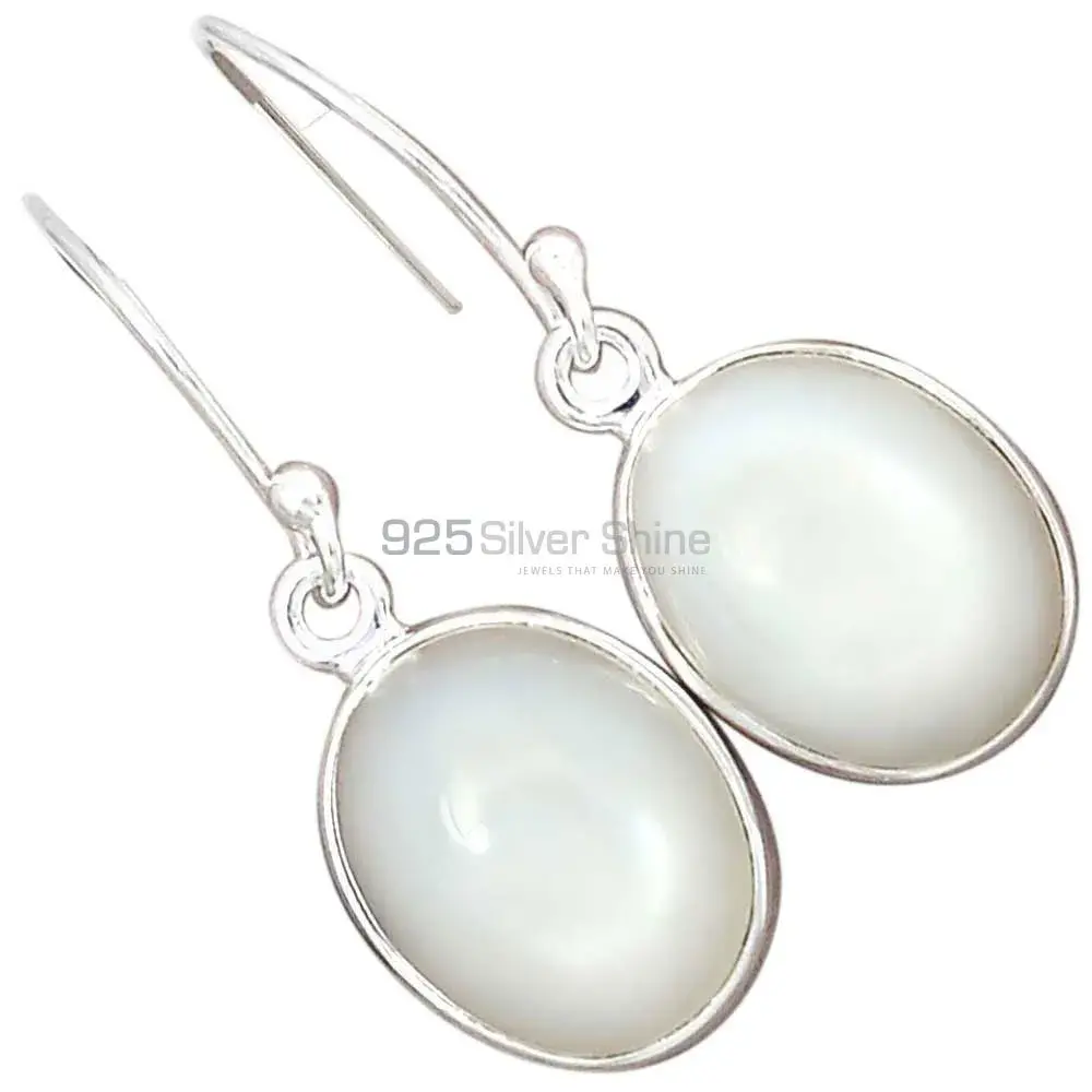 925 Sterling Silver Earrings In Semi Precious Mother Of Pearl Gemstone 925SE2361_2