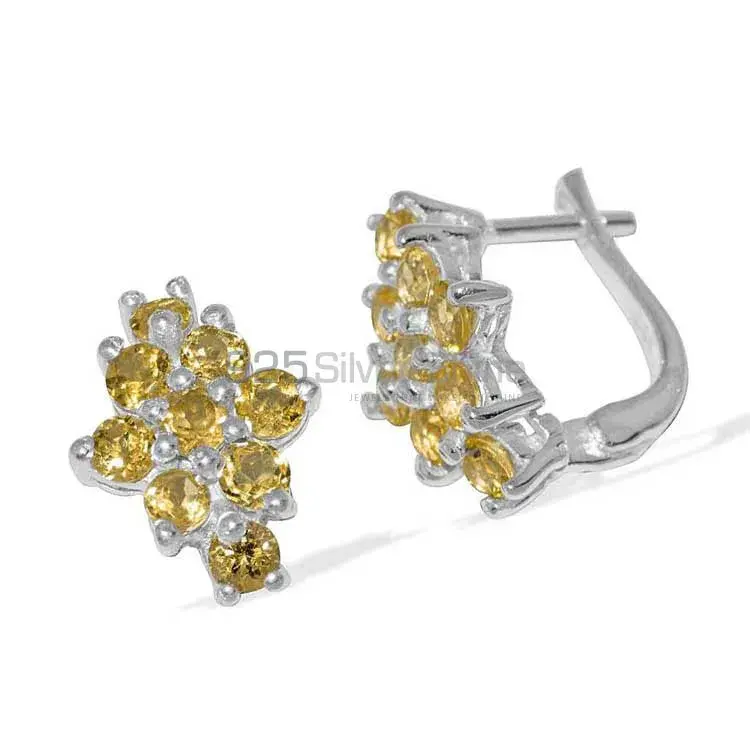 925 Sterling Silver Earrings In Genuine Citrine Gemstone 925SE878_1