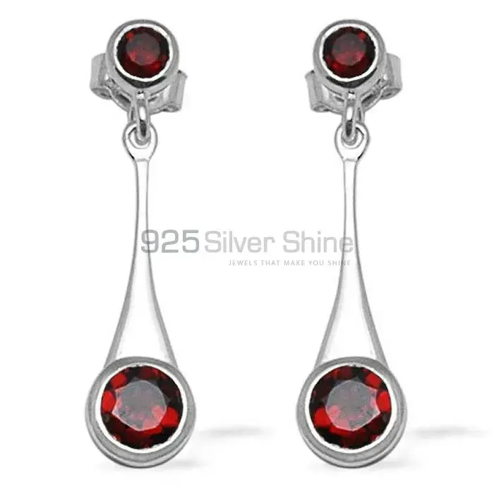 925 Sterling Silver Earrings In Genuine Garnet Gemstone 925SE720_0