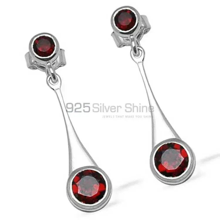 925 Sterling Silver Earrings In Genuine Garnet Gemstone 925SE720_1