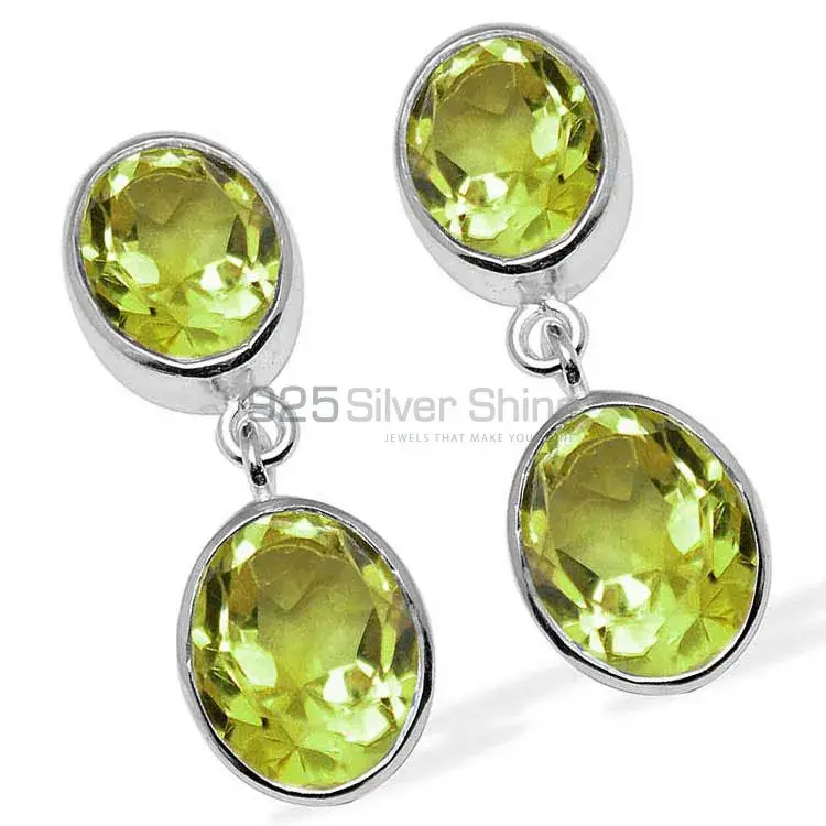 925 Sterling Silver Earrings In Genuine Peridot Gemstone 925SE1115_1