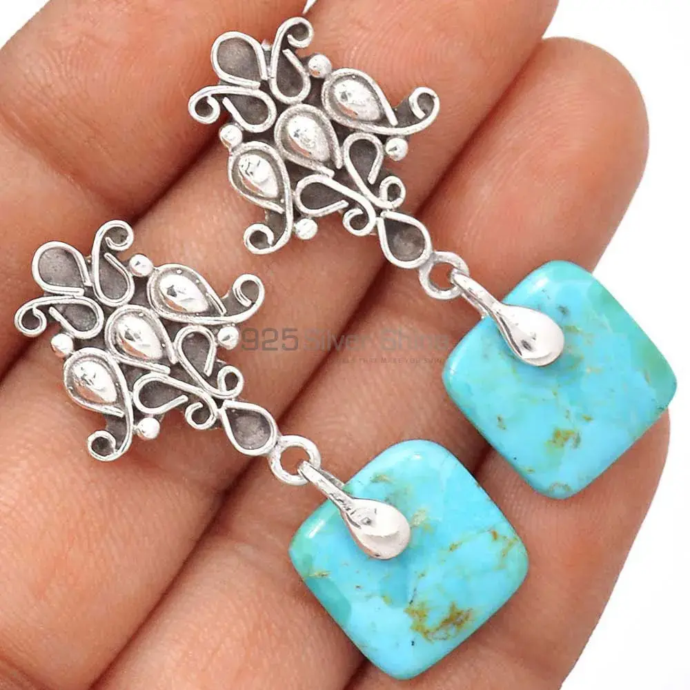 925 Sterling Silver Earrings In Genuine Turquoise Gemstone 925SE2040_1