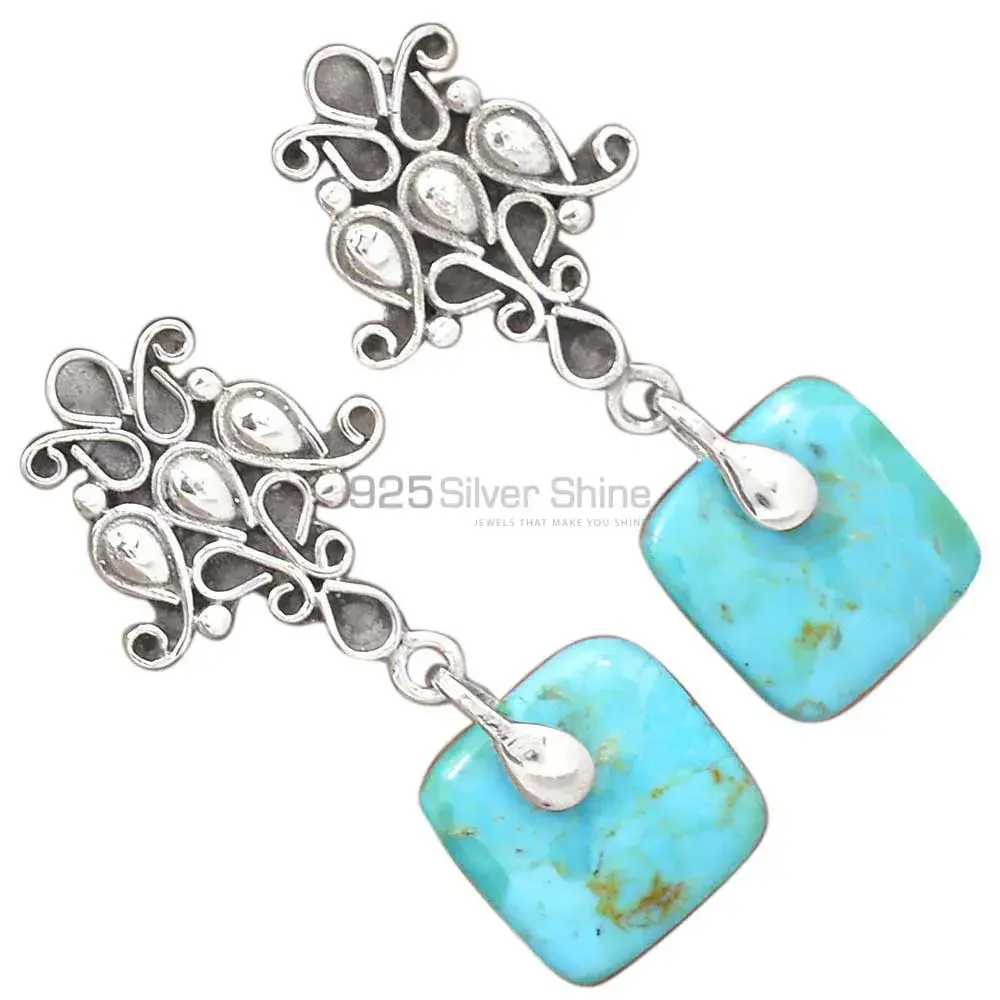 925 Sterling Silver Earrings In Genuine Turquoise Gemstone 925SE2040_2