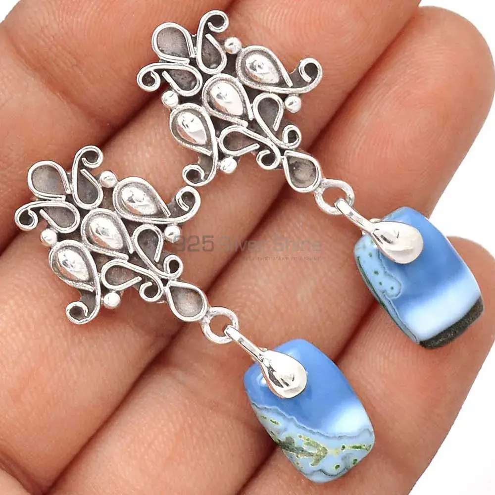 925 Sterling Silver Earrings In Natural Agate Gemstone 925SE2038_1