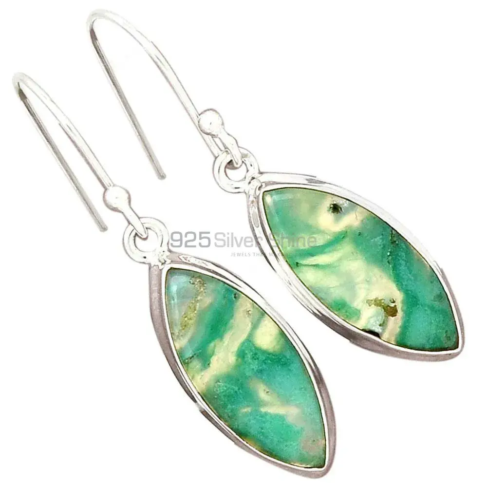925 Sterling Silver Earrings In Natural Chrysoprase Gemstone 925SE2275_2