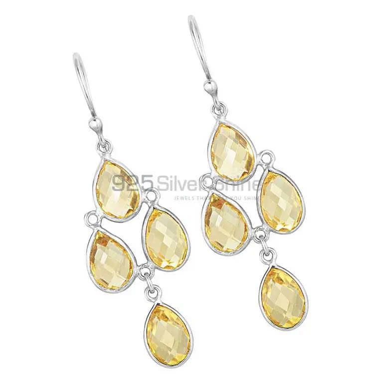 925 Sterling Silver Earrings In Natural Citrine Gemstone 925SE1858_1
