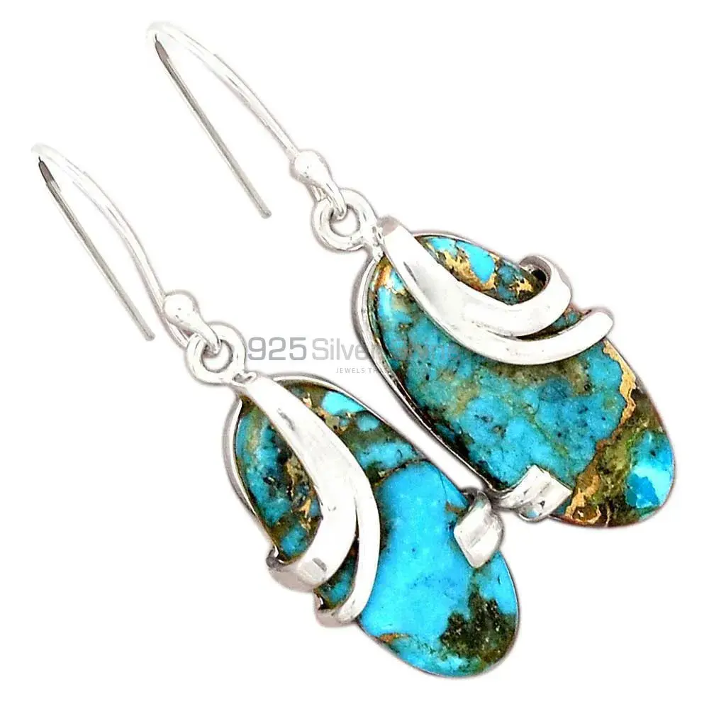 925 Sterling Silver Earrings In Natural Copper Turquoise Gemstone 925SE2117_1