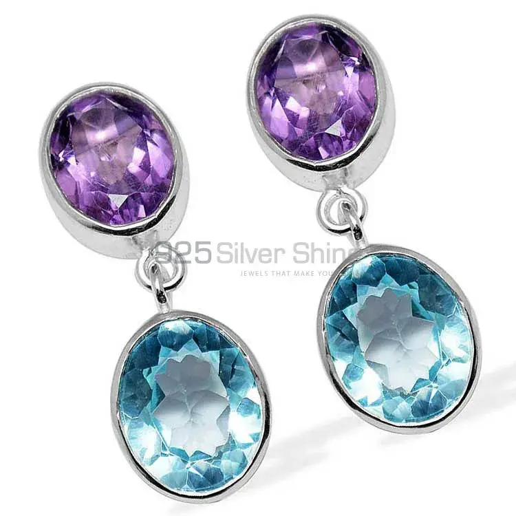 925 Sterling Silver Earrings In Natural Multi Gemstone 925SE1113_1
