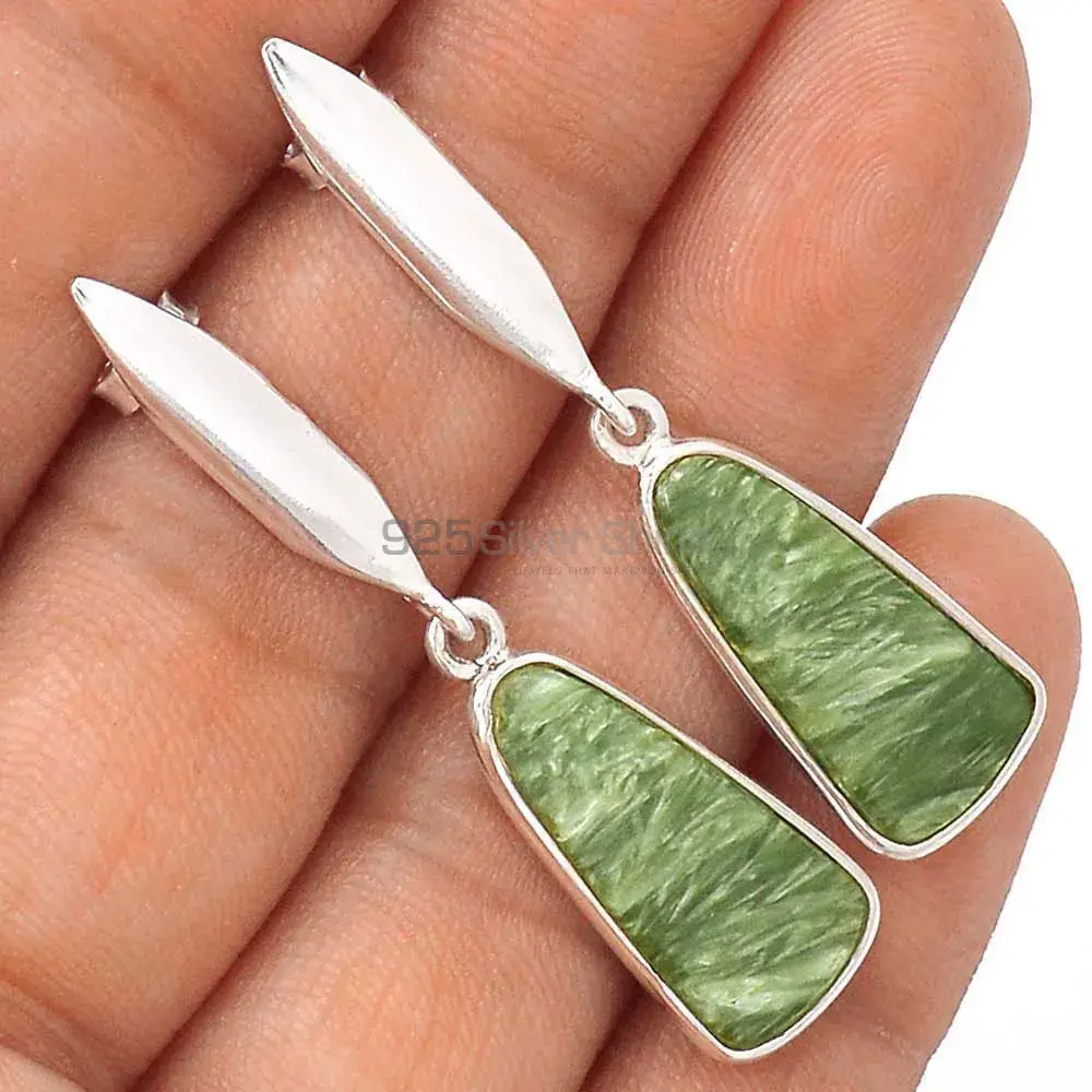 925 Sterling Silver Earrings In Natural Seraphinite Gemstone 925SE2909_2