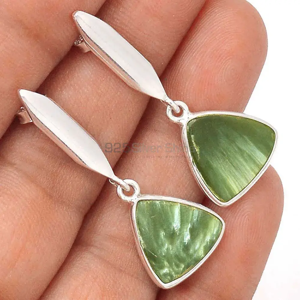 925 Sterling Silver Earrings In Natural Seraphinite Gemstone 925SE2909_4