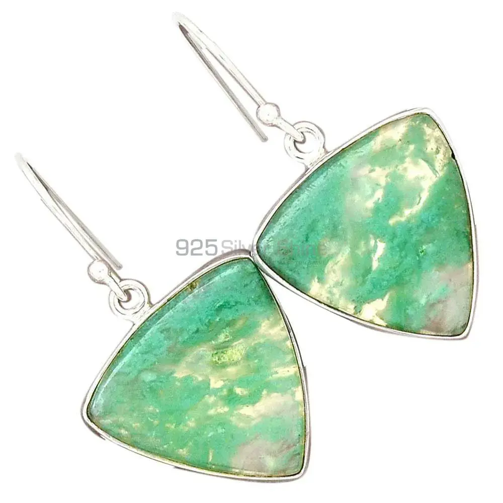 925 Sterling Silver Earrings In Semi Precious Chrysoprase Gemstone 925SE2276_2