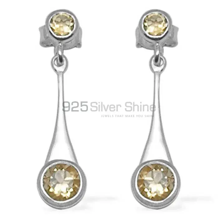 925 Sterling Silver Earrings In Semi Precious Citrine Gemstone 925SE719