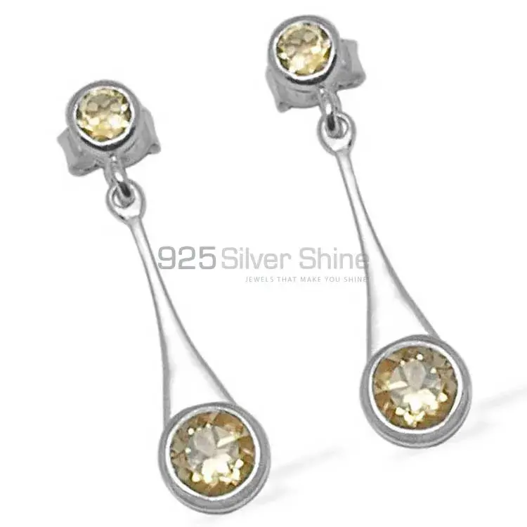 925 Sterling Silver Earrings In Semi Precious Citrine Gemstone 925SE719_0