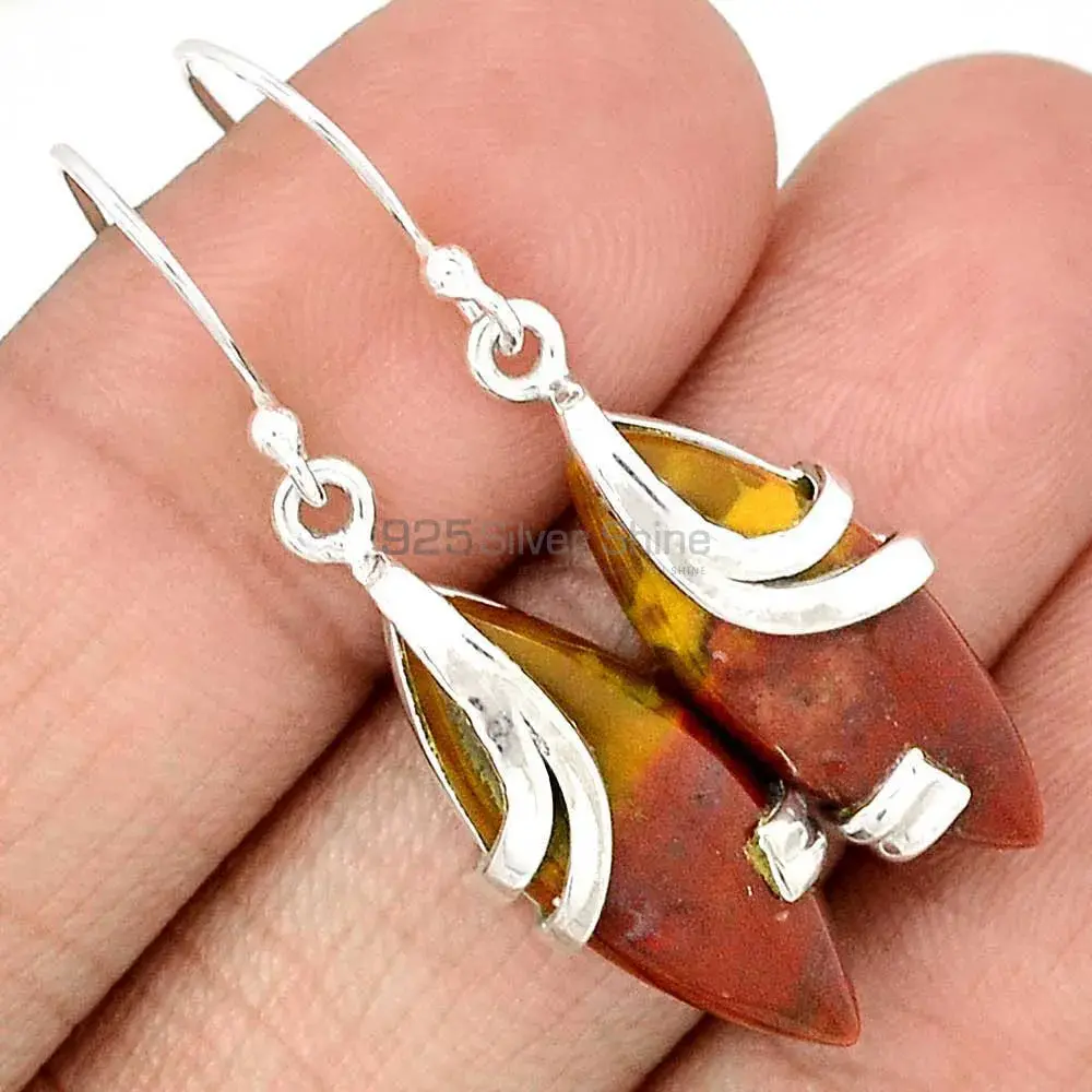 925 Sterling Silver Earrings In Semi Precious Mookaite Gemstone 925SE2118_0