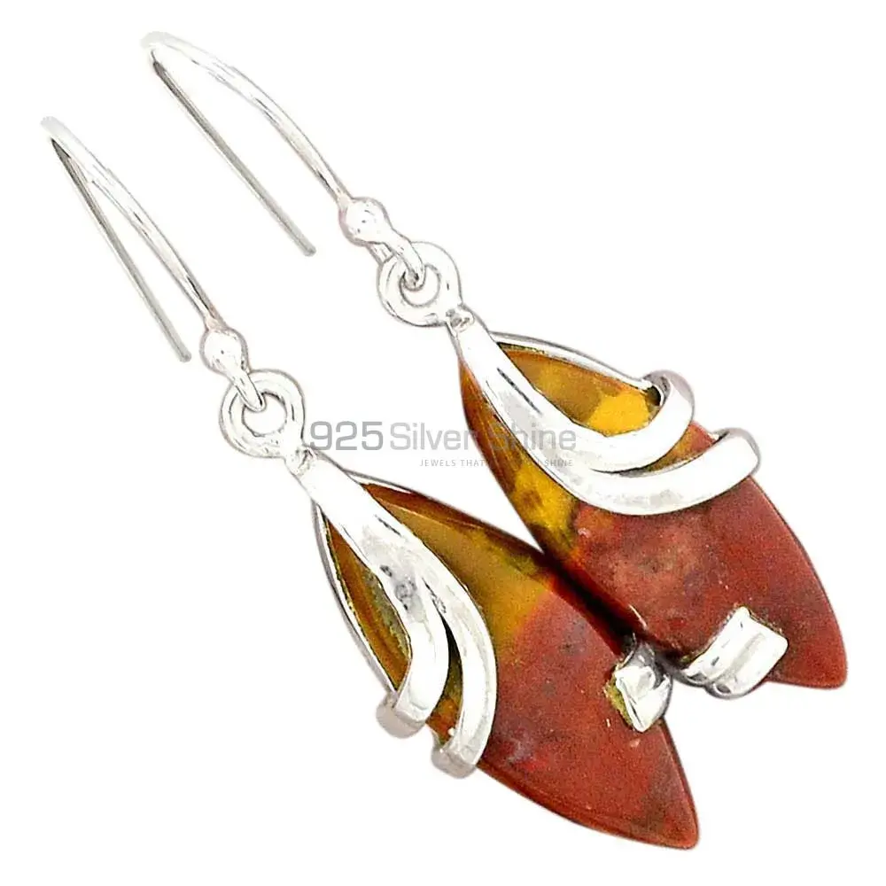 925 Sterling Silver Earrings In Semi Precious Mookaite Gemstone 925SE2118_1