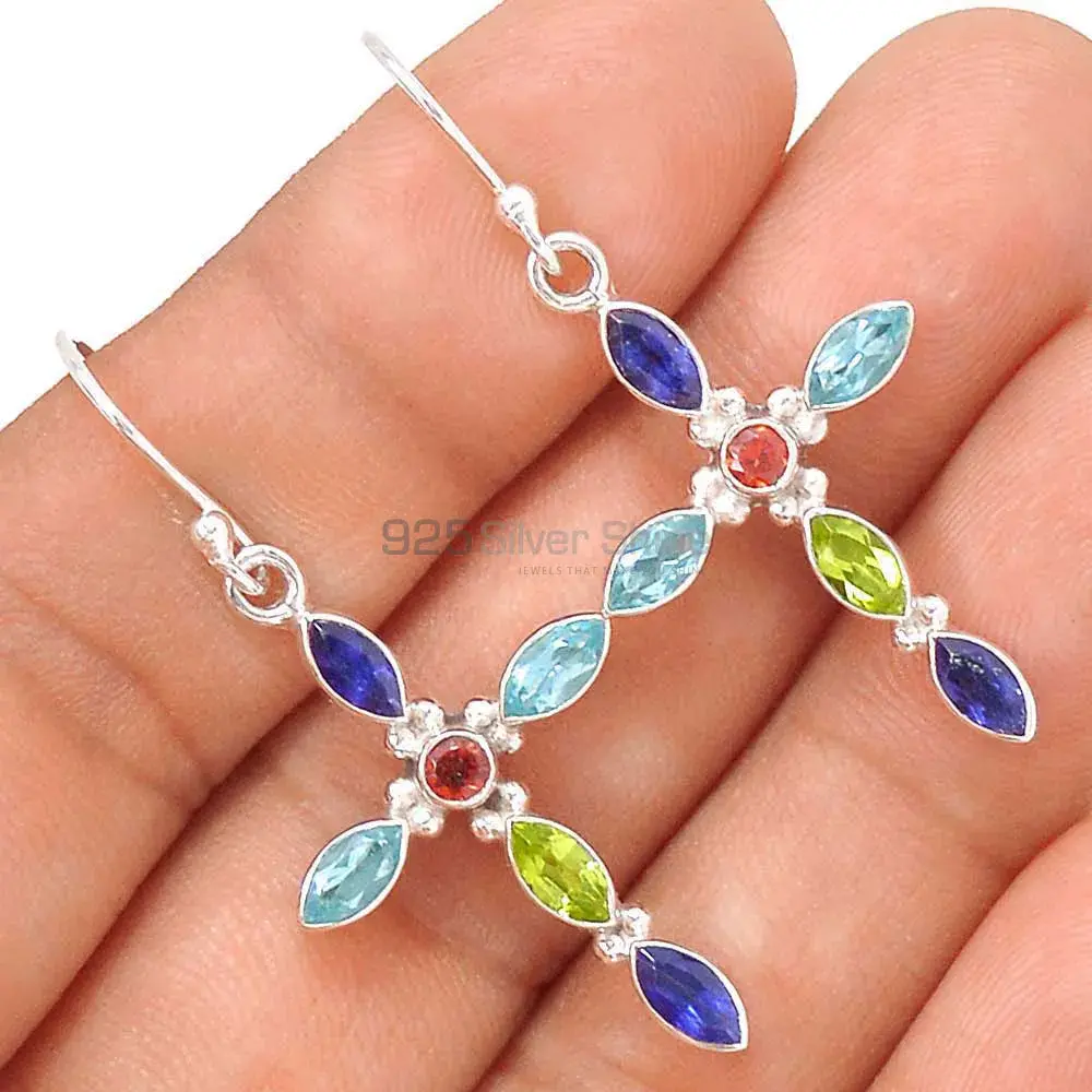 925 Sterling Silver Earrings In Semi Precious Multi Gemstone 925SE2831_0