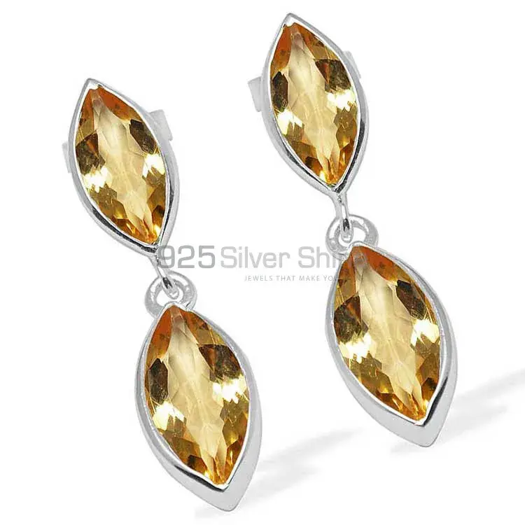 925 Sterling Silver Earrings In Genuine Citrine Gemstone 925SE1112_1