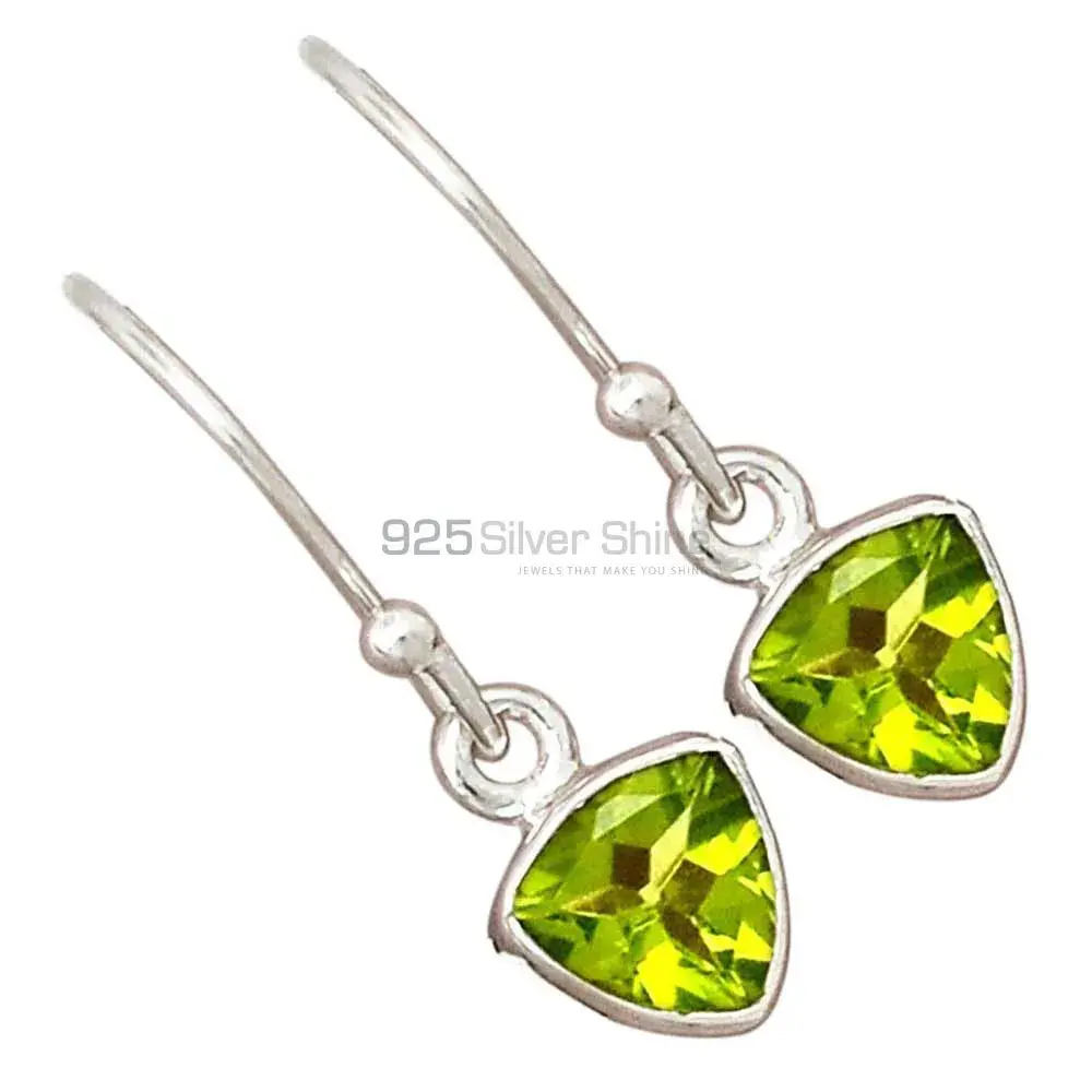 925 Sterling Silver Earrings In Genuine Peridot Gemstone 925SE2353_2