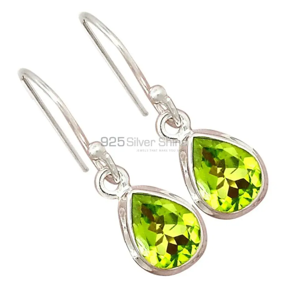 925 Sterling Silver Earrings In Genuine Peridot Gemstone 925SE2353_5