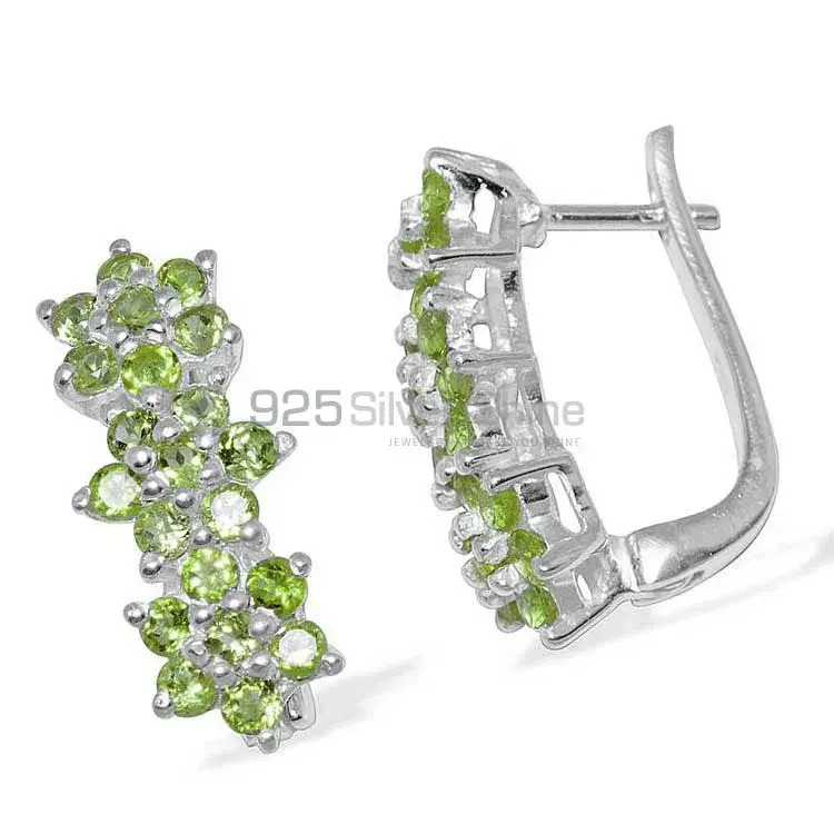 925 Sterling Silver Earrings In Genuine Peridot Gemstone 925SE875_1