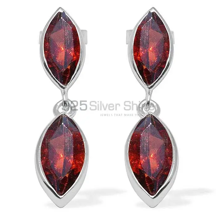 925 Sterling Silver Earrings In Natural Garnet Gemstone 925SE1110_0