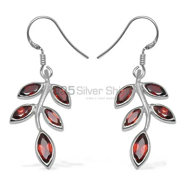 925 Sterling Silver Earrings In Natural Garnet Gemstone 925SE715_0