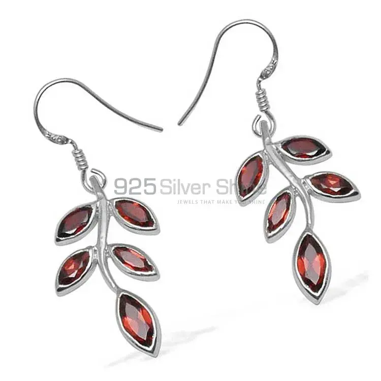 925 Sterling Silver Earrings In Natural Garnet Gemstone 925SE715_1