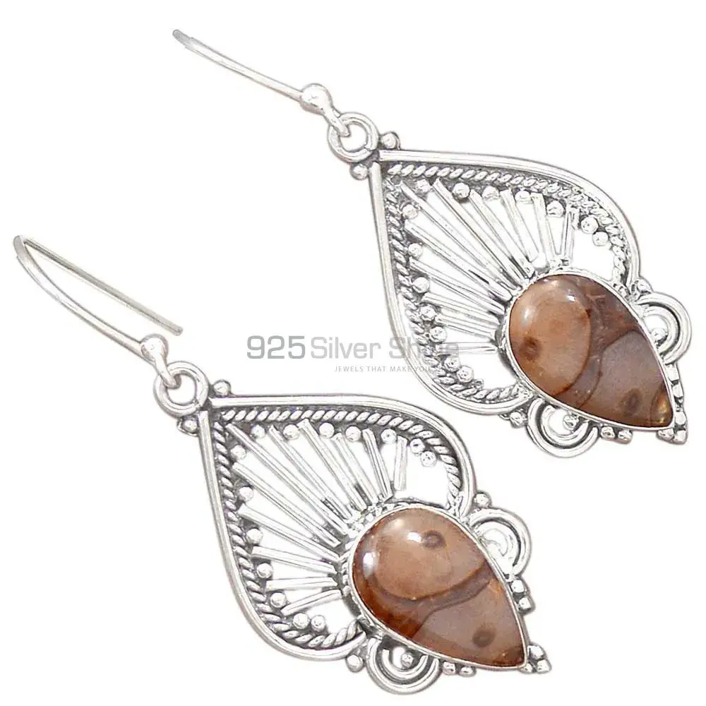 925 Sterling Silver Earrings In Natural Jasper Gemstone 925SE2664_1
