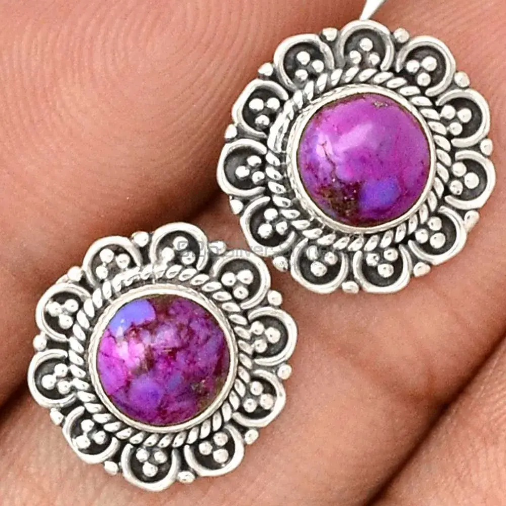 925 Sterling Silver Earrings In Natural Mohave Purple Turquoise Gemstone 925SE2351_1