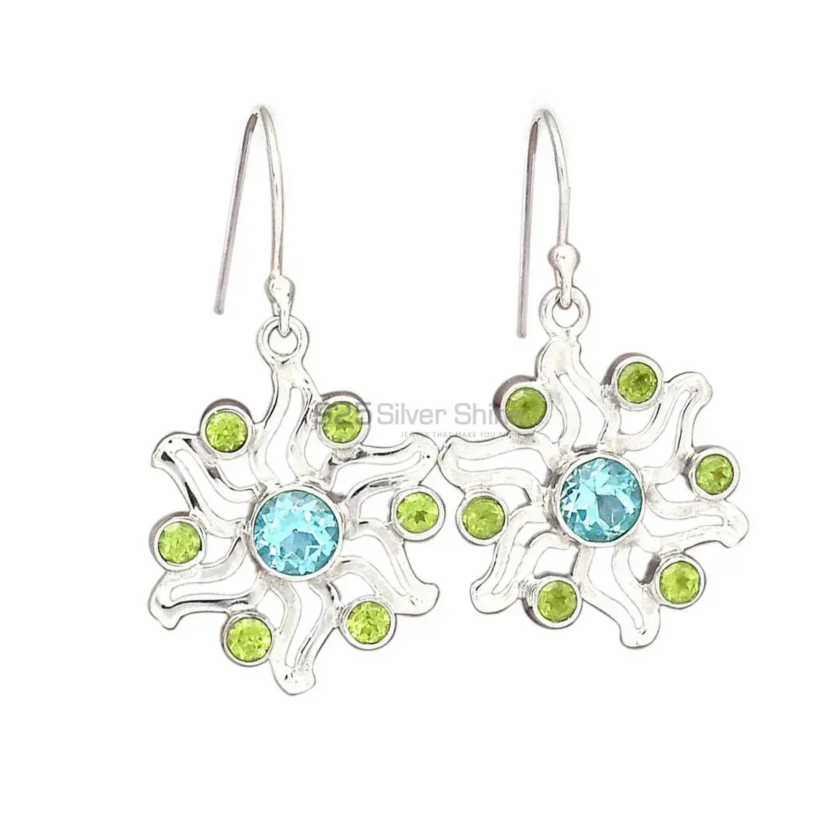 925 Sterling Silver Earrings In Natural Peridot Gemstone 925SE2035_0