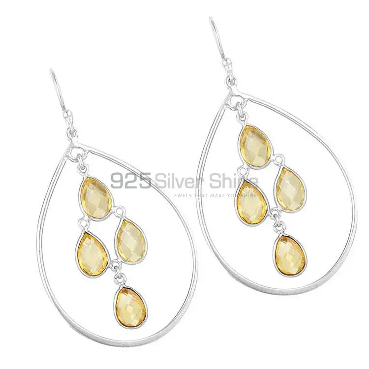 925 Sterling Silver Earrings In Semi Precious Citrine Gemstone 925SE1856_0