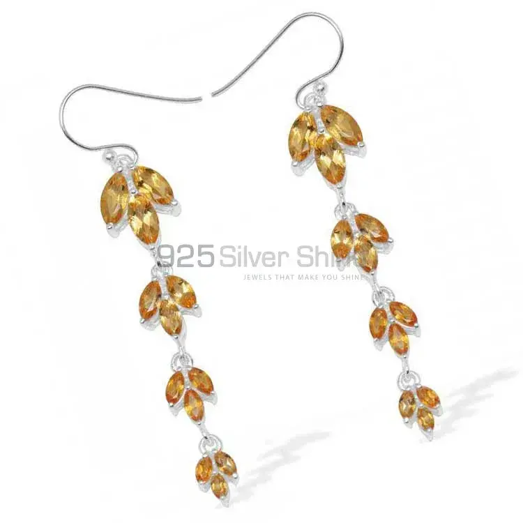 925 Sterling Silver Earrings In Semi Precious Citrine Gemstone 925SE953_0