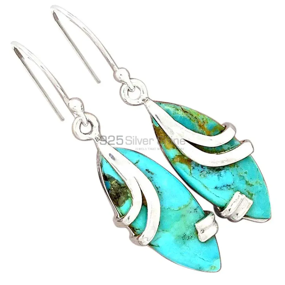 925 Sterling Silver Earrings In Semi Precious Copper Turquoise Gemstone 925SE2115_2