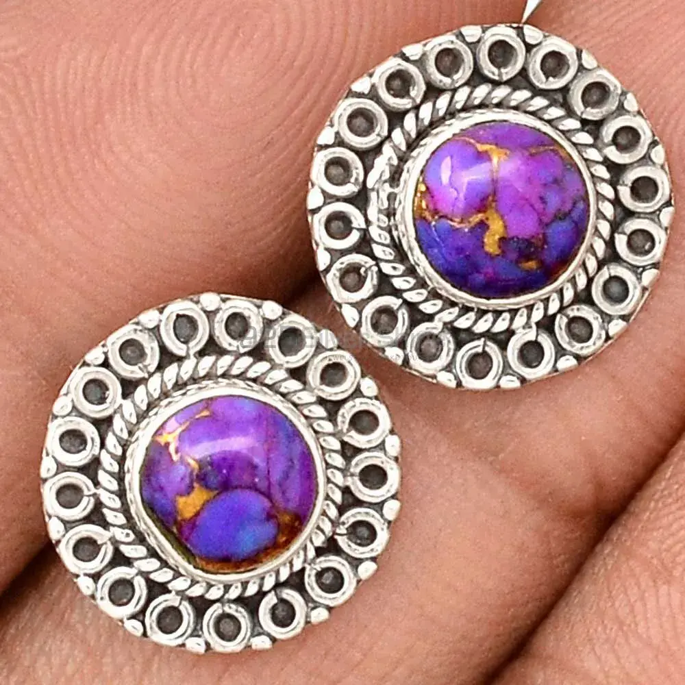 925 Sterling Silver Earrings In Semi Precious Mohave Purple Turquoise Gemstone 925SE2352_1