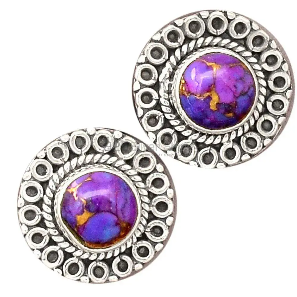 925 Sterling Silver Earrings In Semi Precious Mohave Purple Turquoise Gemstone 925SE2352_2