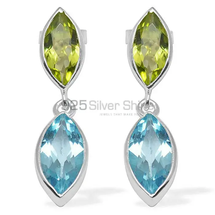 925 Sterling Silver Earrings In Semi Precious Multi Gemstone 925SE1111_0
