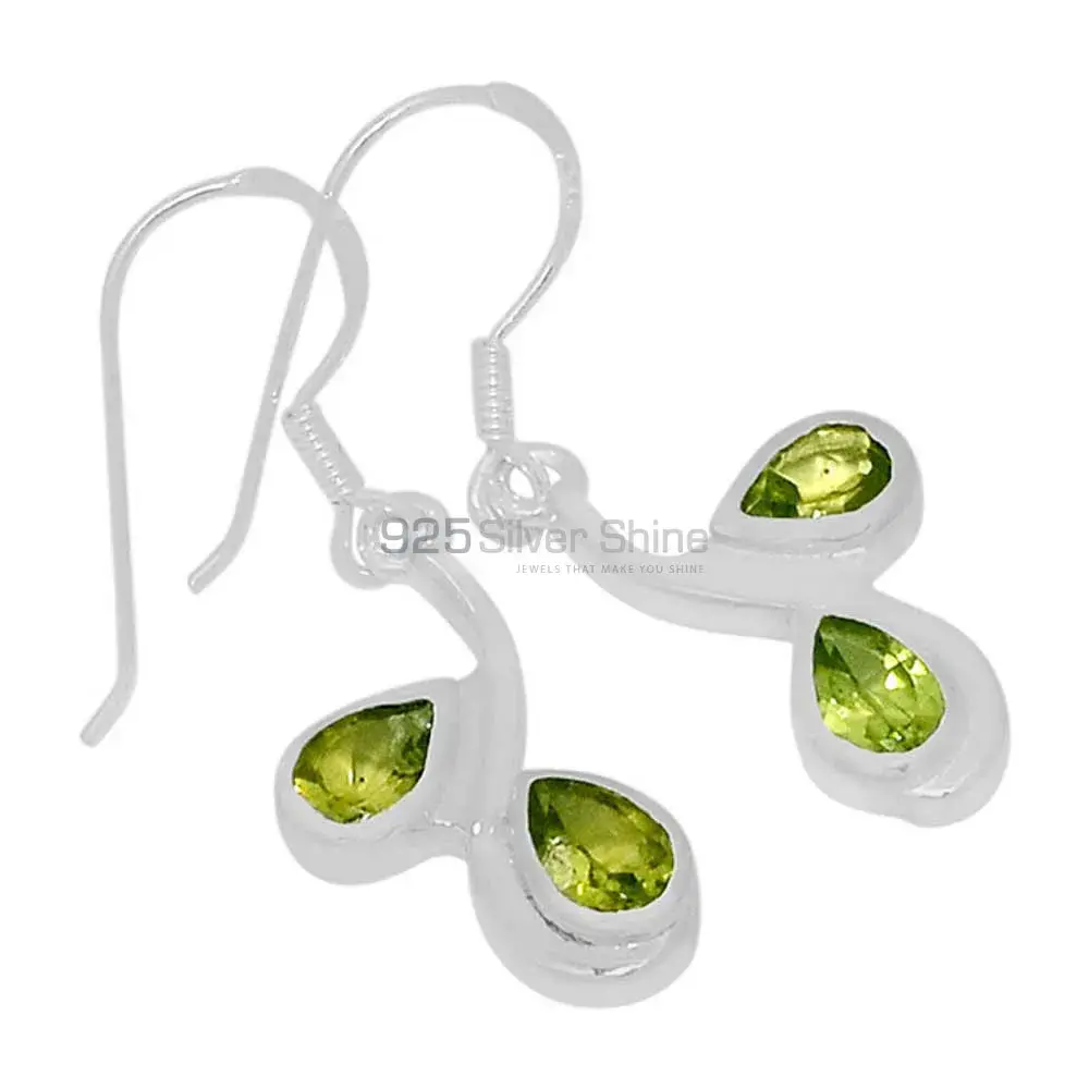 925 Sterling Silver Earrings In Semi Precious Peridot Gemstone 925SE558_0