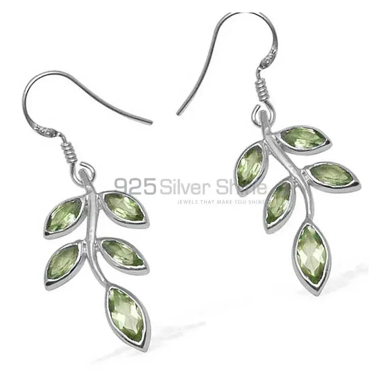 925 Sterling Silver Earrings In Semi Precious Peridot Gemstone 925SE716_1