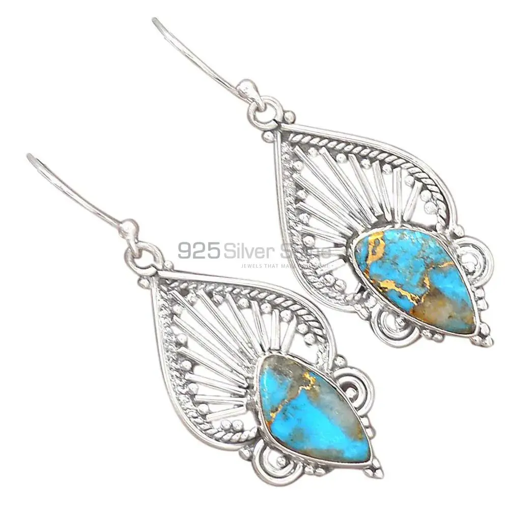 925 Sterling Silver Earrings In Semi Precious Turquoise Gemstone 925SE2665_1