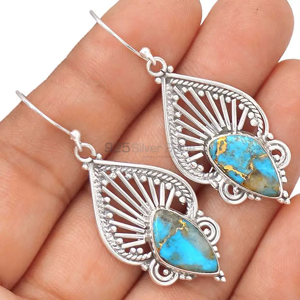 925 Sterling Silver Earrings In Semi Precious Turquoise Gemstone 925SE2665_2