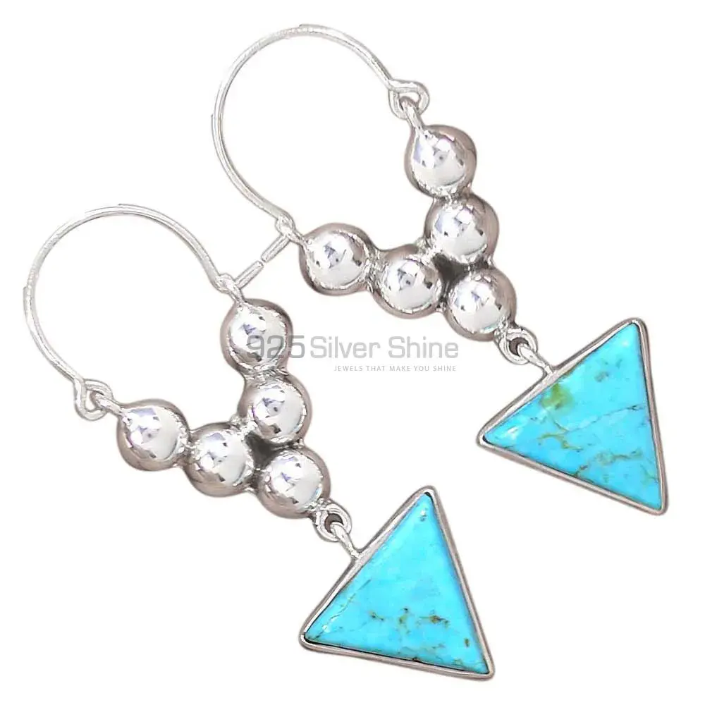 925 Sterling Silver Earrings In Semi Precious Turquoise Gemstone 925SE3065_2