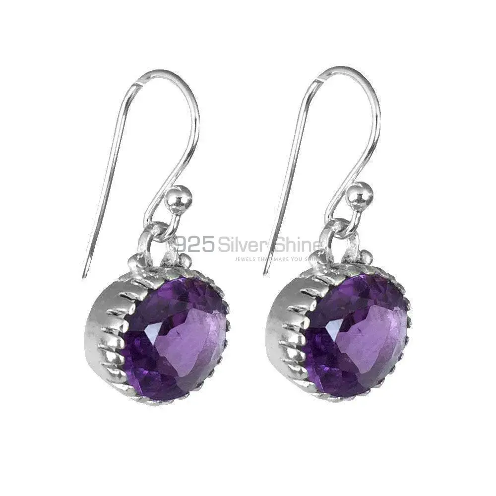 925 Sterling Silver Handmade Earrings In Amethyst Gemstone Jewelry 925SE1370_1
