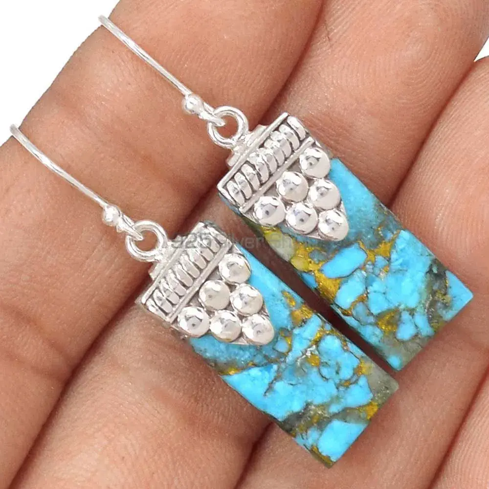 925 Sterling Silver Handmade Earrings In Cupper Turquoise Gemstone Jewelry 925SE2462_1