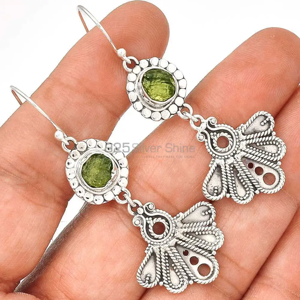 925 Sterling Silver Handmade Earrings In Moldavate Gemstone Jewelry 925SE3096_0