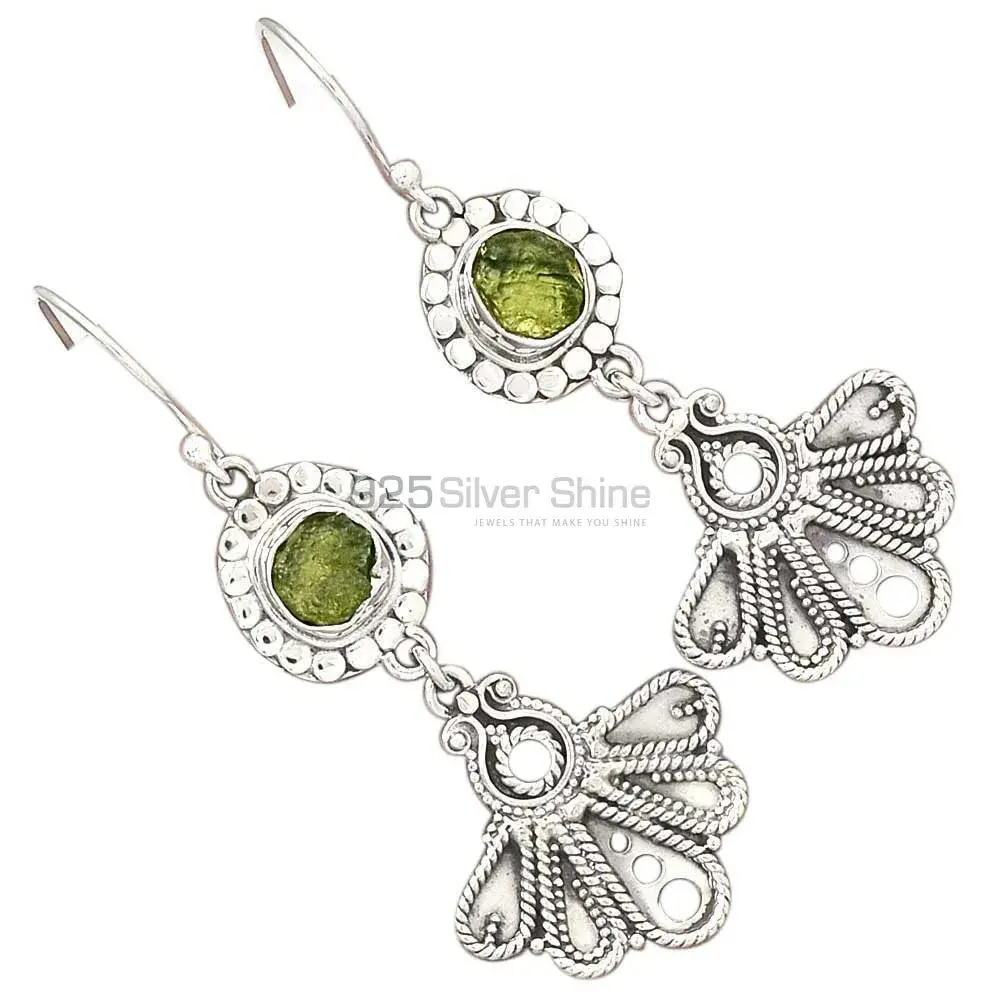 925 Sterling Silver Handmade Earrings In Moldavate Gemstone Jewelry 925SE3096_1