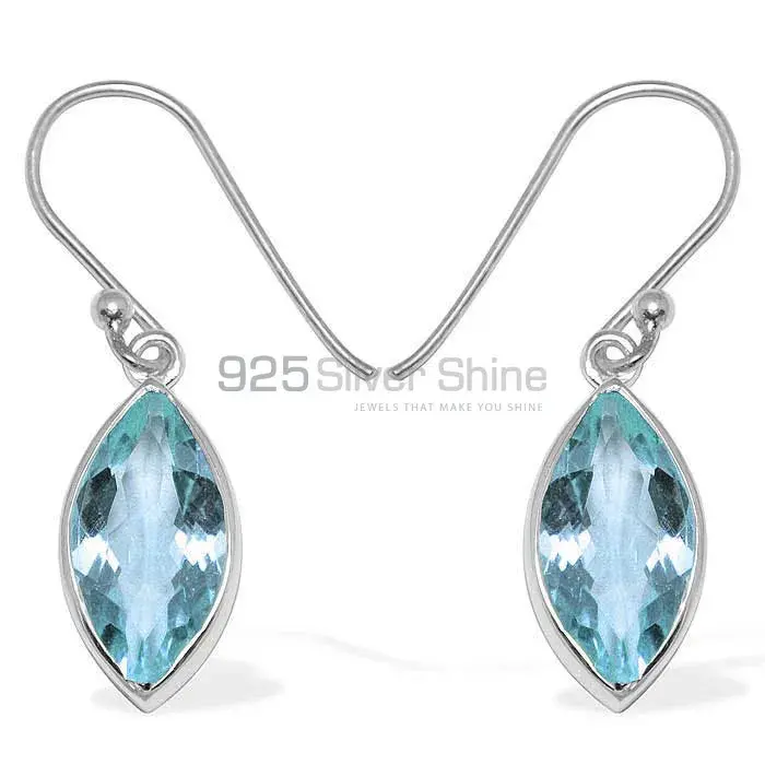 925 Sterling Silver Handmade Earrings In Blue Topaz Gemstone Jewelry 925SE1140_0