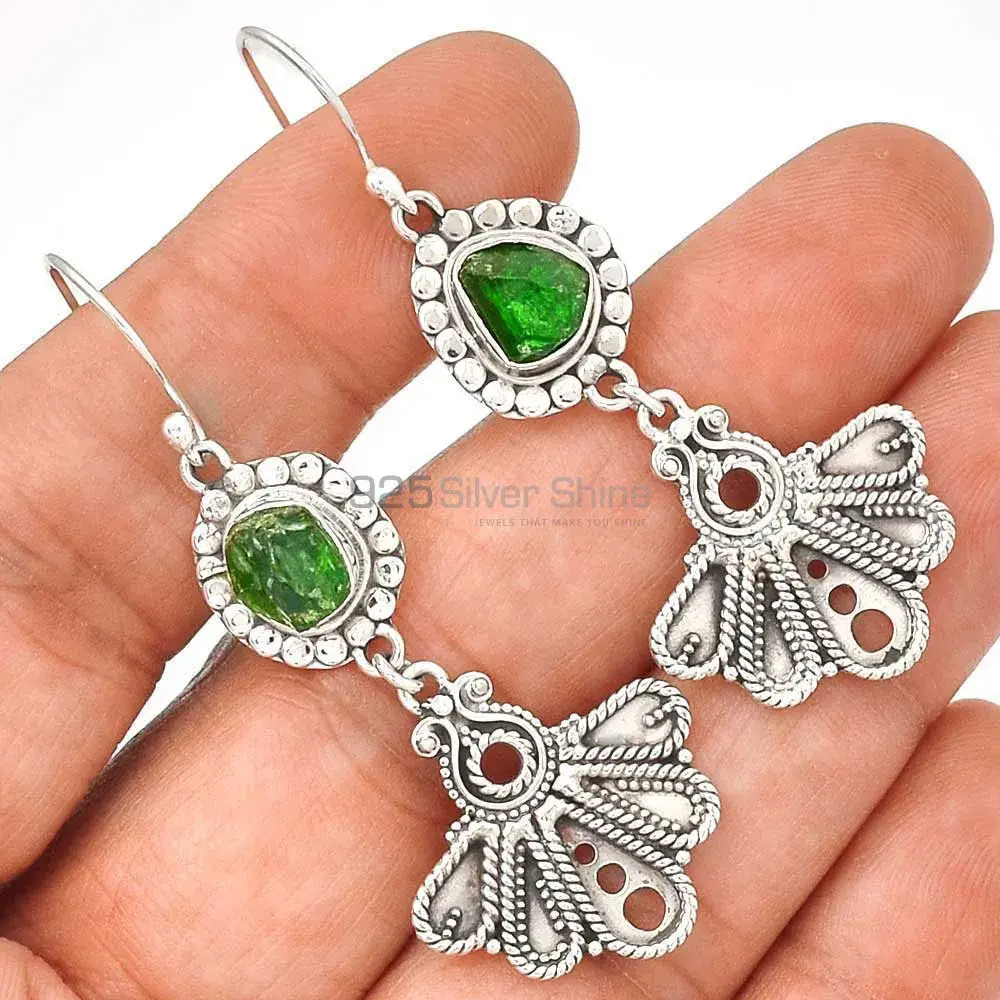925 Sterling Silver Handmade Earrings In Chrome Diopside Gemstone Jewelry 925SE3094_0