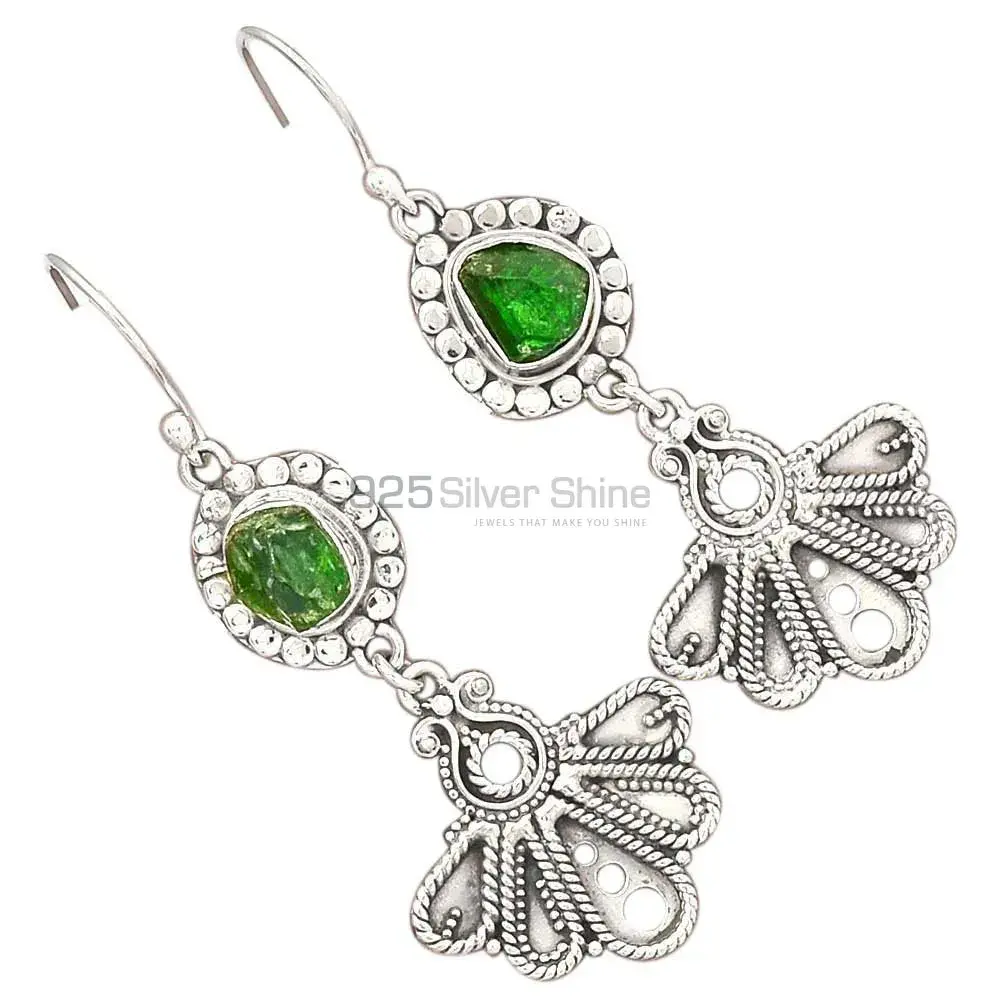 925 Sterling Silver Handmade Earrings In Chrome Diopside Gemstone Jewelry 925SE3094_1
