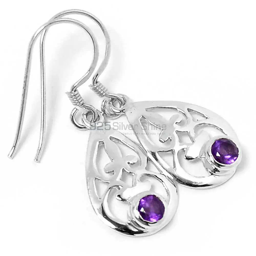 925 Sterling Silver Handmade Earrings In Amethyst Gemstone Jewelry 925SE509