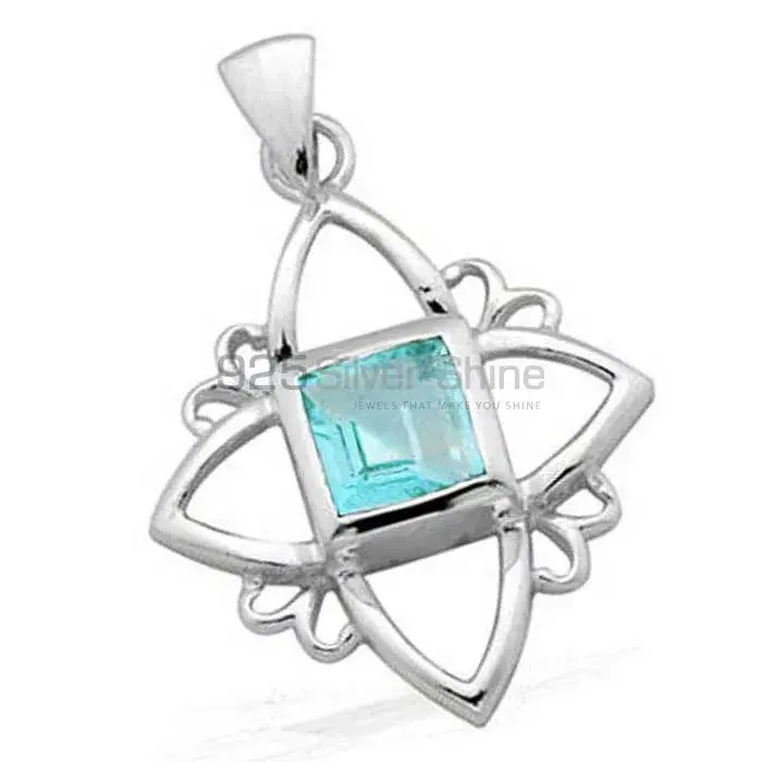925 Sterling Silver Handmade Pendants In Blue Topaz Gemstone Jewelry 925SP1566_1